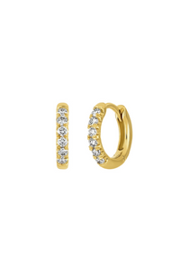 18K White Gold Mini Diamond Huggie Earrings 18K White Gold Mini Diamond Huggie Earrings