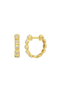 18K Yellow Gold Diamond Monaco Hoop Earrings 18K Yellow Gold Diamond Monaco Hoop Earrings