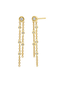 18K Yellow Gold Diamond Monaco Linear Drop Earrings 18K Yellow Gold Diamond Monaco Linear Drop Earrings