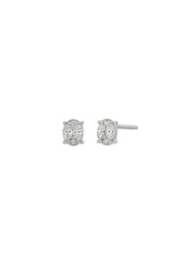 18K White Gold Cluster Diamond Mika Oval-Shaped Stud Earrings 18K White Gold Cluster Diamond Mika Oval-Shaped Stud Earrings