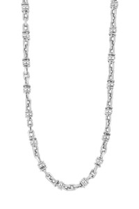 14K White Gold Men's Disc Link Necklace  14K White Gold Men's Disc Link Necklace