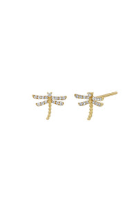 18K Yellow Gold Diamond Bony Levy Icon Dragonfly Stud Earrings 18K Yellow Gold Diamond Bony Levy Icon Dragonfly Stud Earrings