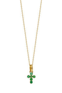 18K Yellow Gold Gemstone El Mar Mini Cross Pendant Necklace 18K Yellow Gold Gemstone El Mar Mini Cross Pendant Necklace