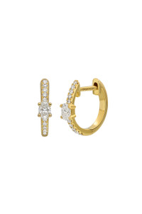 18K Yellow Gold Mixed Diamond Audrey Huggie Earrings 18K Yellow Gold Mixed Diamond Audrey Huggie Earrings