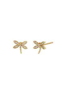 18K Yellow Gold Diamond Bony Levy Icon Small Dragonfly Stud Earrings 18K Yellow Gold Diamond Bony Levy Icon Small Dragonfly Stud Earrings