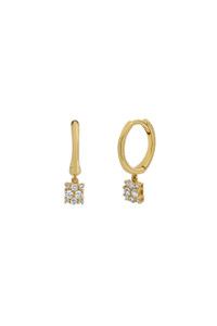 18K Yellow Gold Diamond Audrey Drop Huggie Earrings 18K Yellow Gold Diamond Audrey Drop Huggie Earrings