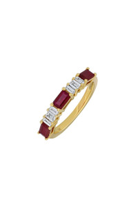 18K Yellow Gold Ruby & Diamond El Mar Stackable Ring 18K Yellow Gold Ruby & Diamond El Mar Stackable Ring