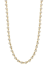18K Yellow Gold Diamond Monaco Tennis Necklace 18K Yellow Gold Diamond Monaco Tennis Necklace