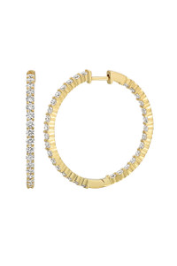 18K Yellow Gold Inside & Out Diamond Audrey Hoop Earrings 18K Yellow Gold Inside & Out Diamond Audrey Hoop Earrings