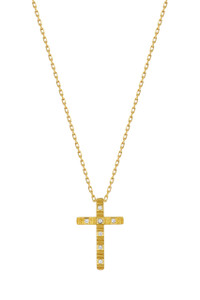 18K Yellow Gold Diamond Cleo Cross Pendant Necklace 18K Yellow Gold Diamond Cleo Cross Pendant Necklace
