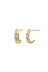 18K Yellow Gold Diamond Mika Oval Cluster J Hoop Earrings 18K Yellow Gold Diamond Mika Oval Cluster J Hoop Earrings