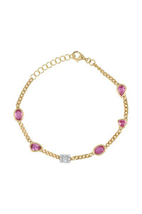18K Yellow Gold Diamond & Pink Sapphire El Mar Trend Bracelet 18K Yellow Gold Diamond & Pink Sapphire El Mar Trend Bracelet