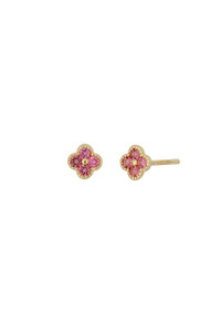 14K Yellow Gold Pink Tourmaline Clover Stud Earrings 14K Yellow Gold Pink Tourmaline Clover Stud Earrings