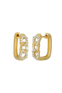 18K Yellow Gold Diamond Varda Link Hoop Earrings 18K Yellow Gold Diamond Varda Link Hoop Earrings
