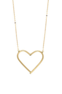 14K Yellow Gold Large Open Heart Pendant Necklace 14K Yellow Gold Large Open Heart Pendant Necklace