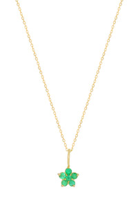 18K Yellow Gold El Mar Emerald Flower Pendant Necklace 18K Yellow Gold El Mar Emerald Flower Pendant Necklace