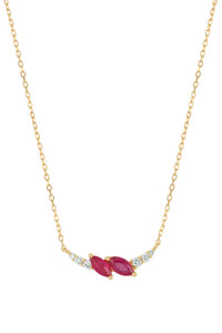 18K Yellow Gold Diamond El Mar Ruby Marquise Pendant Necklace 18K Yellow Gold Diamond El Mar Ruby Marquise Pendant Necklace
