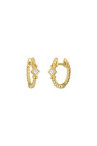 18K Yellow Gold Diamond Mykonos Hoop Earrings 18K Yellow Gold Diamond Mykonos Hoop Earrings