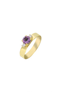 14K Yellow Gold Bony Levy Amethyst Round Stackable Ring 14K Yellow Gold Bony Levy Amethyst Round Stackable Ring