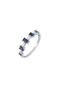 18K White Gold Mixed Stones w/ Diamond El Mar Sapphire Stackable Ring 18K White Gold Mixed Stones w/ Diamond El Mar Sapphire Stackable Ring