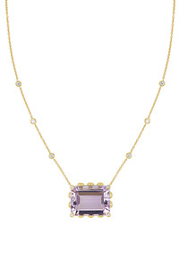 18K Yellow Gold Rose De France w/ Diamond Iris Pendant Necklace 18K Yellow Gold Rose De France w/ Diamond Iris Pendant Necklace