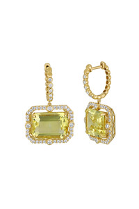 18K Yellow Gold Lemon Quartz w/ Diamond Iris Luminous Drop Earring 18K Yellow Gold Lemon Quartz w/ Diamond Iris Luminous Drop Earring