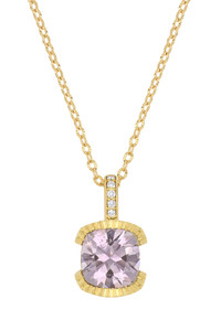 18K Yellow Gold Purple Spinel w/ Diamond Iris Graceful Pendant Necklace 18K Yellow Gold Purple Spinel w/ Diamond Iris Graceful Pendant Necklace