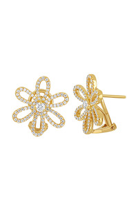 18K Yellow Gold Diamond El Mar Flower Stud Earring 18K Yellow Gold Diamond El Mar Flower Stud Earring