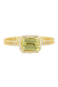 18K Yellow Gold Lemon Quartz w/ Diamond Iris Double-Row Beaded Bangle Bracelet 18K Yellow Gold Lemon Quartz w/ Diamond Iris Double-Row Beaded Bangle Bracelet