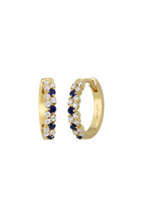 18K Yellow Gold Sapphire w/ Diamond El Mar Hoop Earring 18K Yellow Gold Sapphire w/ Diamond El Mar Hoop Earring