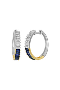 18K White & Yellow Gold Sapphire w/ Diamond El Mar Hoop Earring 18K White & Yellow Gold Sapphire w/ Diamond El Mar Hoop Earring