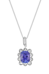18K White Gold Tanzanite w/ Diamond Bony Levy Limited Edition Twilight Blossom Pendant Necklace 18K White Gold Tanzanite w/ Diamond Bony Levy Limited Edition Twilight Blossom Pendant Necklace