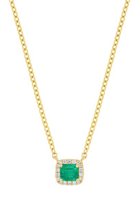 18K Yellow Gold Emerald w/ Diamond El Mar Pendant Necklace 18K Yellow Gold Emerald w/ Diamond El Mar Pendant Necklace