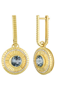 18K Yellow Gold Grey Spinel w/ Diamond Iris Golden Sunburst Drop Earring 18K Yellow Gold Grey Spinel w/ Diamond Iris Golden Sunburst Drop Earring