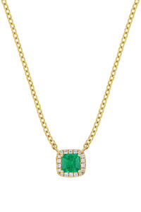 18K Yellow Gold Mixed Stones w/ Diamond El Mar Diamond Halo Necklace 18K Yellow Gold Mixed Stones w/ Diamond El Mar Diamond Halo Necklace