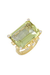 18K Yellow Gold Lemon Quartz w/ Diamond Iris Luxurious Statement Ring 18K Yellow Gold Lemon Quartz w/ Diamond Iris Luxurious Statement Ring