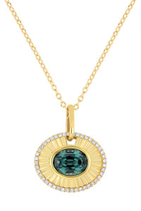 18K Yellow Gold Grey Spinel w/ Diamond Iris Empowered Pendant Necklace 18K Yellow Gold Grey Spinel w/ Diamond Iris Empowered Pendant Necklace