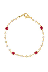 18K Yellow Gold Mixed Stones w/ Diamond El Mar Station Bracelet 18K Yellow Gold Mixed Stones w/ Diamond El Mar Station Bracelet