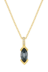 18K Yellow Gold Grey Spinel w/ Diamond Iris Edgy Pendant Necklace 18K Yellow Gold Grey Spinel w/ Diamond Iris Edgy Pendant Necklace