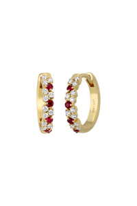 18K Yellow Gold Ruby w/ Diamond El Mar Hoop Earring 18K Yellow Gold Ruby w/ Diamond El Mar Hoop Earring