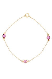 14K Yellow Gold Three Pink Topaz Bony Levy Color Line Bracelet 14K Yellow Gold Three Pink Topaz Bony Levy Color Line Bracelet