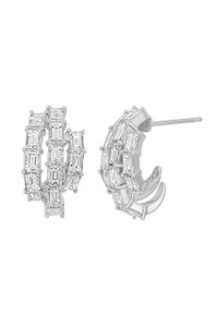 18K White Gold Diamond Gatsby Half-Hoop Earrings 18K White Gold Diamond Gatsby Half-Hoop Earrings