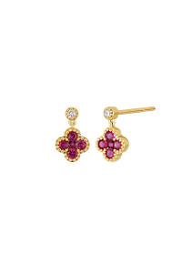 18K White Gold Mixed Stone w/ Diamond El Mar Floral Drop Earrings 18K White Gold Mixed Stone w/ Diamond El Mar Floral Drop Earrings