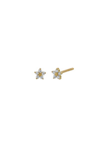 18K Yellow Gold Diamond BL Icon Floral Shape Small Stud Earrings 18K Yellow Gold Diamond BL Icon Floral Shape Small Stud Earrings