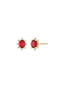 18K Yellow Gold Mixed Stone w/ Diamond El Mar Small Stud Earrings 18K Yellow Gold Mixed Stone w/ Diamond El Mar Small Stud Earrings
