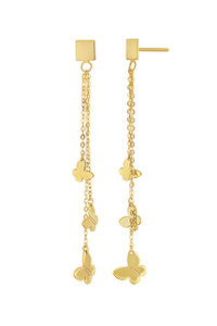 14K Yellow Gold Bony Levy Delicate Butterfly Chain Drop Earrings