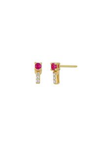 18K Yellow Mixed Stone w/ Diamond El Mar Small Petite Stud Earrings 18K Yellow Mixed Stone w/ Diamond El Mar Small Petite Stud Earrings