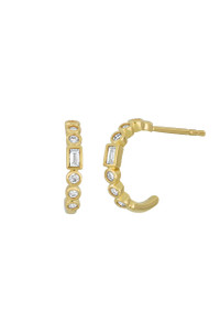 18K Yellow Gold Diamond Gatsby Half-Hoop Earrings 18K Yellow Gold Diamond Gatsby Half-Hoop Earrings