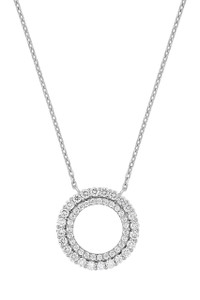 18K White Gold Diamond Circle of Life Two-Row Pendant Necklace 18K White Gold Diamond Circle of Life Two-Row Pendant Necklace