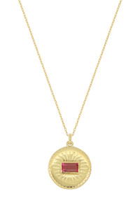 14K Yellow Gold Pink Tourmaline Bony Levy Color Circle Pendant Necklace 14K Yellow Gold Pink Tourmaline Bony Levy Color Circle Pendant Necklace